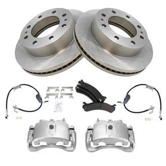 TRQ® - Front Disc Brake Kit with Semi-Metallic Pads, Calipers and Hoses
