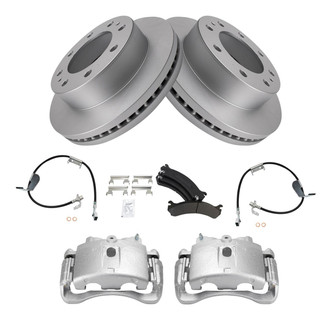 TRQ® - Front Disc Brake Kit with Semi-Metallic Pads, Calipers and Hoses