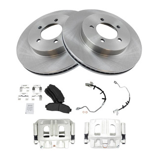 TRQ® - Front Disc Brake Kit with Semi-Metallic Pads, Calipers and Hoses