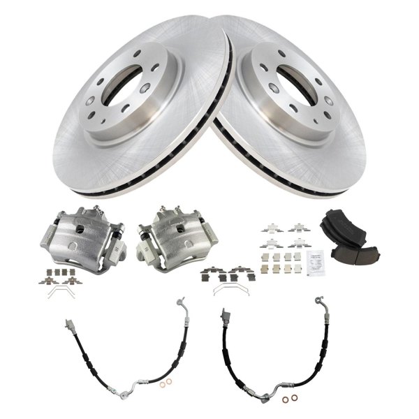 TRQ® - Front Disc Brake Kit with Ceramic Pads, Calipers and Hoses