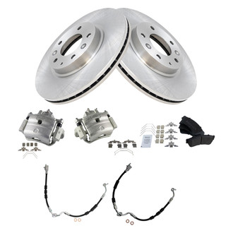 TRQ® - Front Disc Brake Kit with Semi-Metallic Pads, Calipers and Hoses