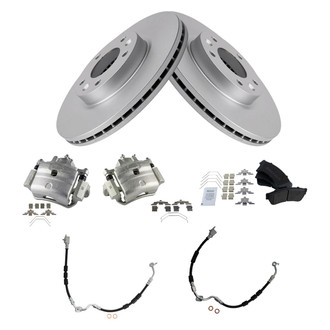 TRQ® - Front Disc Brake Kit with Semi-Metallic Pads, Calipers and Hoses