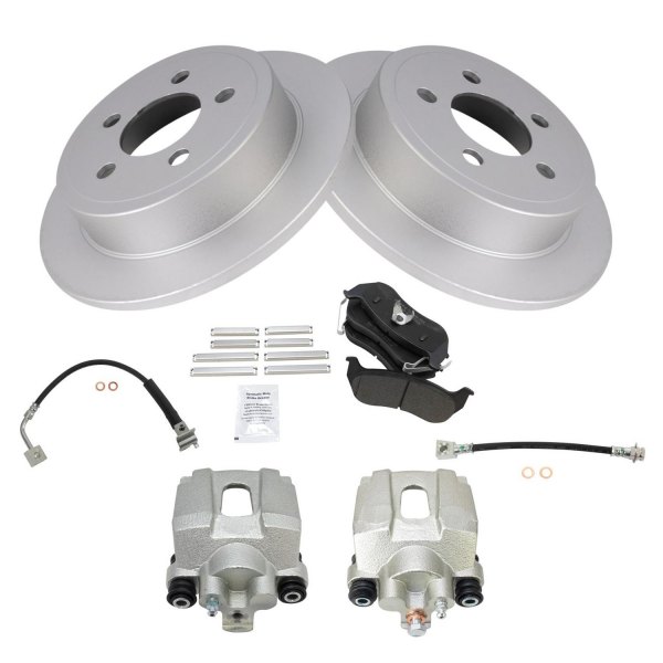 TRQ® - Rear Disc Brake Kit with Semi-Metallic Pads, Calipers and Hoses