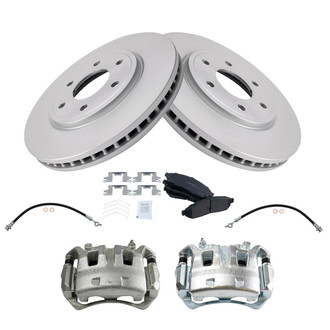TRQ® - Front Disc Brake Kit with Ceramic Pads, Calipers and Hoses