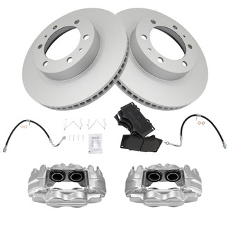 TRQ® - Front Disc Brake Kit with Semi-Metallic Pads, Calipers and Hoses