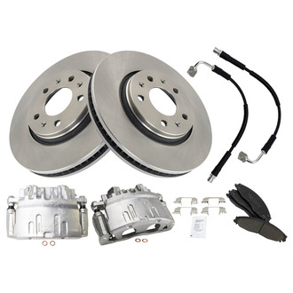 TRQ® - Front Disc Brake Kit with Ceramic Pads, Calipers and Hoses