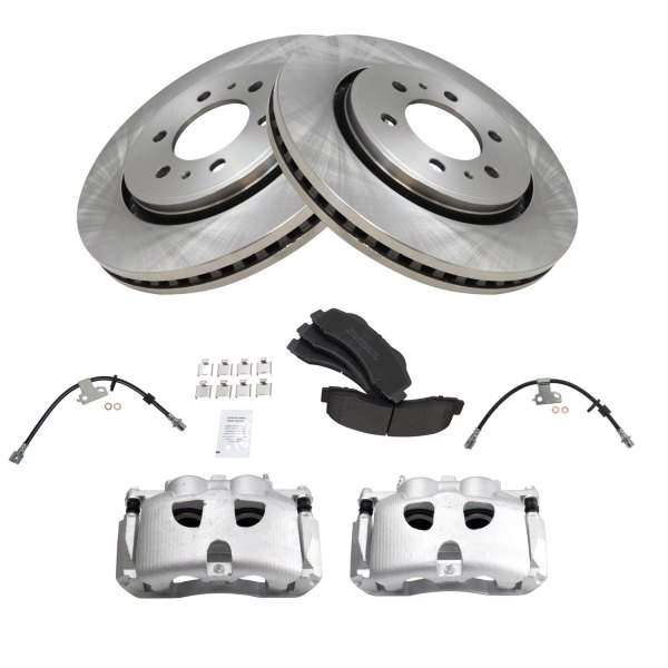 TRQ® - Front Disc Brake Kit with Semi-Metallic Pads, Calipers and Hoses