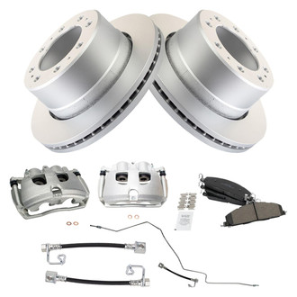 TRQ® - Rear Disc Brake Kit with Semi-Metallic Pads, Calipers and Hoses