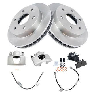 TRQ® BKA33444 - Front Disc Brake Kit with Semi-Metallic Pads, Calipers and Hoses