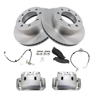 TRQ® - Front Disc Brake Kit with Semi-Metallic Pads, Calipers and Hoses