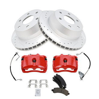 TRQ® - Performance Ceramic Rear Brake Kit with Calipers and Hoses