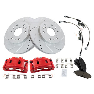 TRQ® - Performance Ceramic Front Brake Kit with Calipers and Hoses