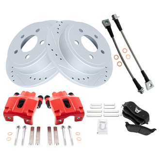 TRQ® - Performance Ceramic Rear Brake Kit with Calipers and Hoses