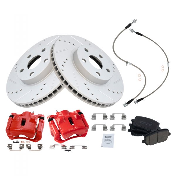 TRQ® - Performance Ceramic Front Brake Kit with Calipers and Hoses