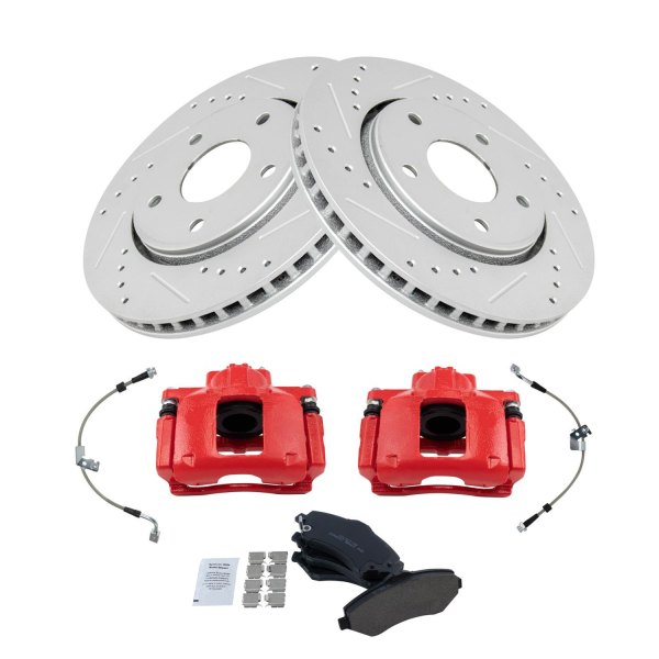 TRQ® - Performance Ceramic Front Brake Kit with Calipers and Hoses