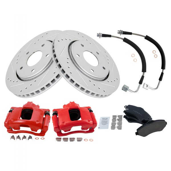 TRQ® - Performance Ceramic Front Brake Kit with Calipers and Hoses