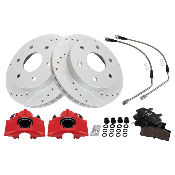 TRQ® - Performance Ceramic Front Brake Kit with Calipers and Hoses