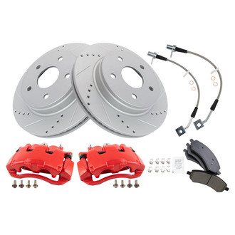TRQ® - Performance Ceramic Front Brake Kit with Calipers and Hoses