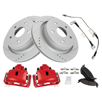 TRQ® - Performance Ceramic Rear Brake Kit with Calipers and Hoses
