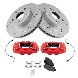TRQ® - Performance Ceramic Front Brake Kit with Calipers and Hoses