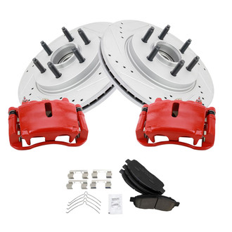 TRQ® - Performance Ceramic Front Brake Kit with Calipers and Hoses