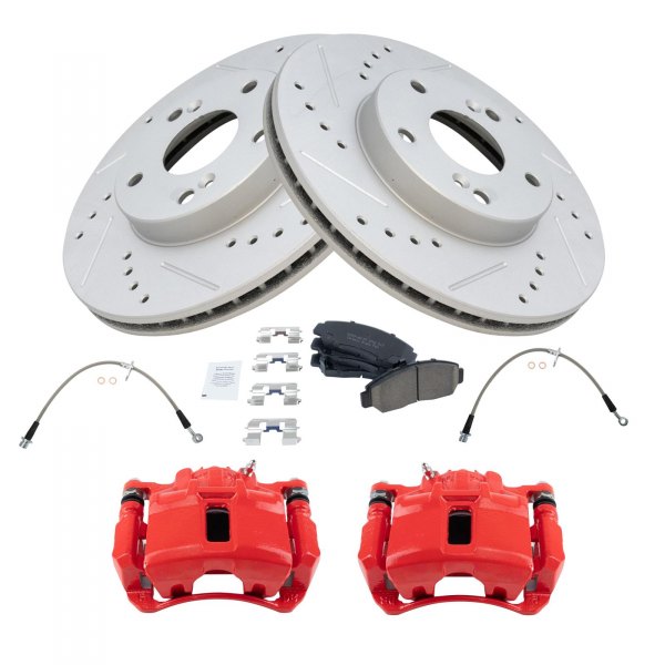 TRQ® - Performance Ceramic Front Brake Kit with Calipers and Hoses