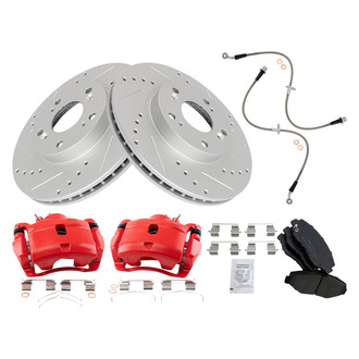 TRQ® - Performance Ceramic Front Brake Kit with Calipers and Hoses