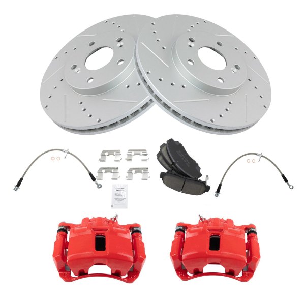 TRQ® - Performance Ceramic Front Brake Kit with Calipers and Hoses