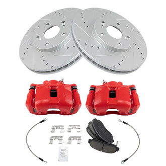 TRQ® - Performance Ceramic Front Brake Kit with Calipers and Hoses