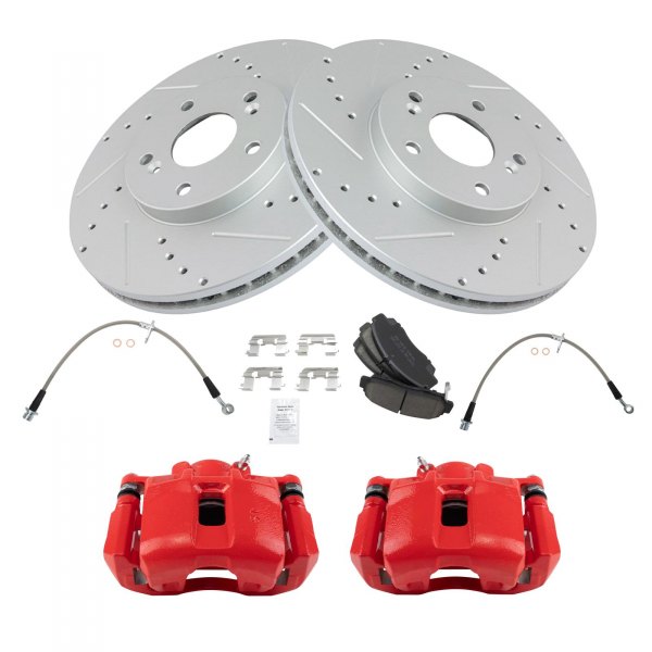 TRQ® - Performance Ceramic Front Brake Kit with Calipers and Hoses