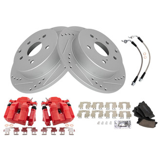 TRQ® - Performance Ceramic Rear Brake Kit with Calipers and Hoses