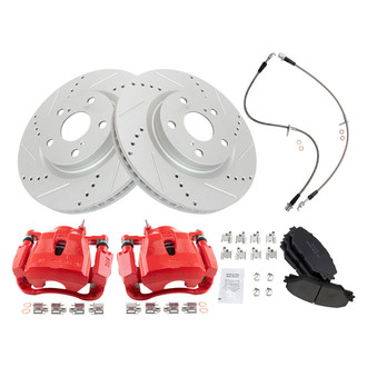 TRQ® - Performance Ceramic Front Brake Kit with Calipers and Hoses