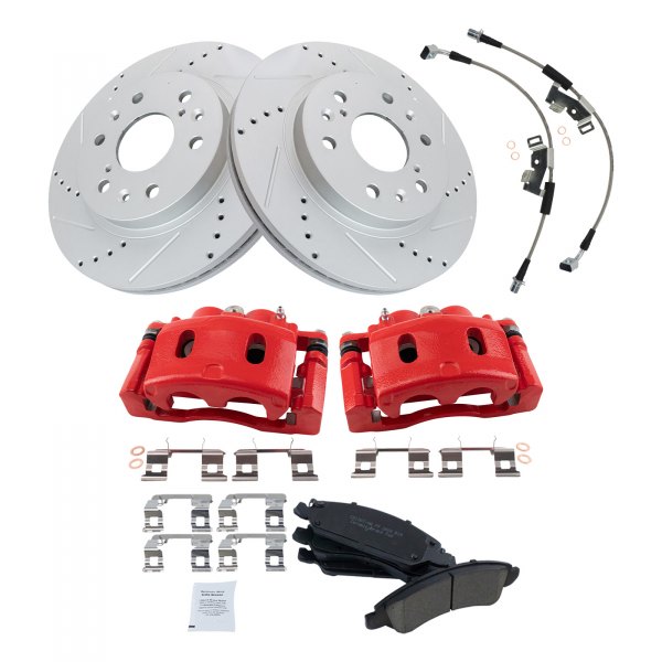 TRQ® - Performance Ceramic Front Brake Kit with Calipers and Hoses