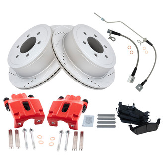 TRQ® - Performance Ceramic Rear Brake Kit with Calipers and Hoses