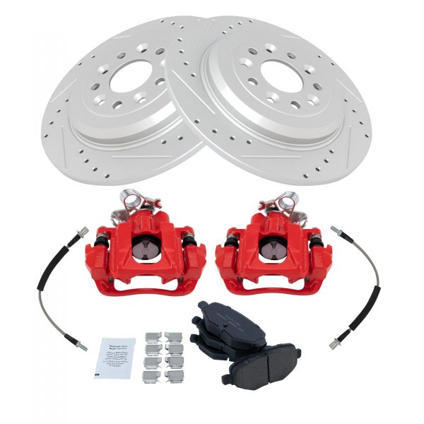 TRQ® - Performance Ceramic Rear Brake Kit with Calipers and Hoses