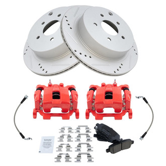 TRQ® - Performance Ceramic Rear Brake Kit with Calipers and Hoses