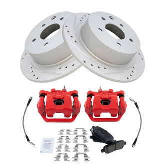 TRQ® - Performance Ceramic Rear Brake Kit with Calipers and Hoses