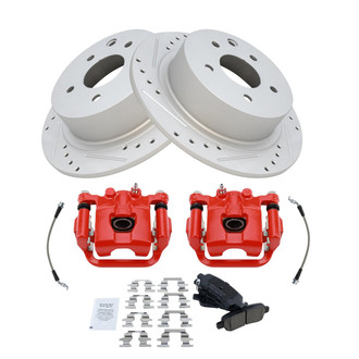 TRQ® - Performance Ceramic Rear Brake Kit with Calipers and Hoses
