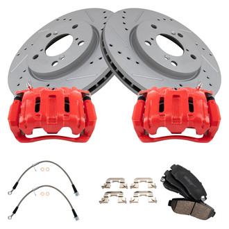 TRQ® - Performance Ceramic Front Brake Kit with Calipers and Hoses