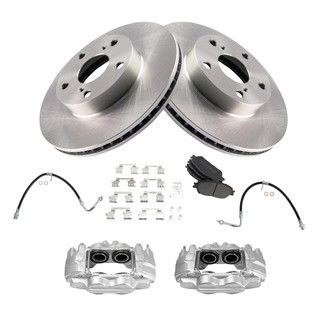 TRQ® - Front Disc Brake Kit with Semi-Metallic Pads, Calipers and Hoses