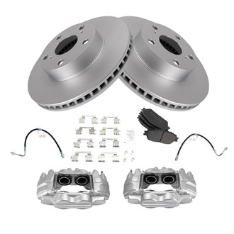TRQ® - Front Disc Brake Kit with Semi-Metallic Pads, Calipers and Hoses