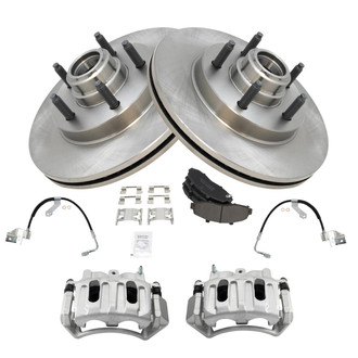 TRQ® - Front Disc Brake Kit with Semi-Metallic Pads, Calipers and Hoses