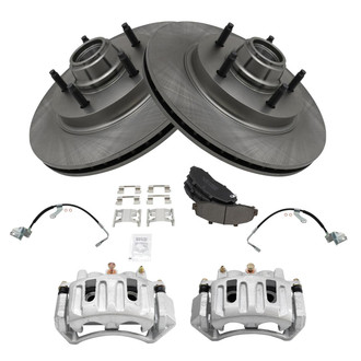 TRQ® - Front Disc Brake Kit with Semi-Metallic Pads, Calipers and Hoses