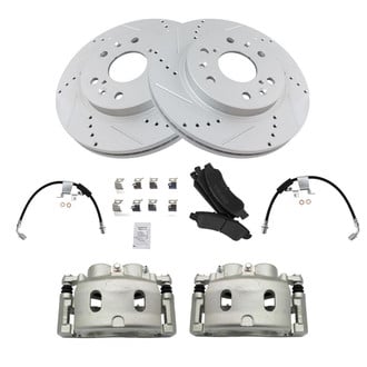 TRQ® - Performance Semi-Metallic Brake Kit with Calipers and Hoses
