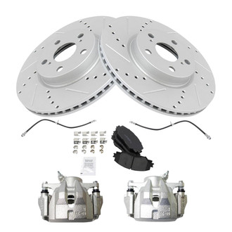 TRQ® - Performance Ceramic Front Brake Kit with Calipers and Hoses