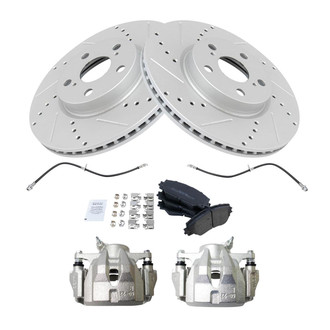 TRQ® - Performance Semi-Metallic Brake Kit with Calipers and Hoses