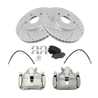 TRQ® - Performance Ceramic Front Brake Kit with Calipers and Hoses