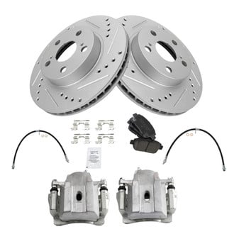 TRQ® - Performance Ceramic Front Brake Kit with Calipers and Hoses
