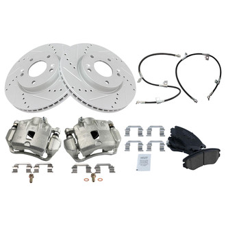 TRQ® - Performance Ceramic Front Brake Kit with Calipers and Hoses