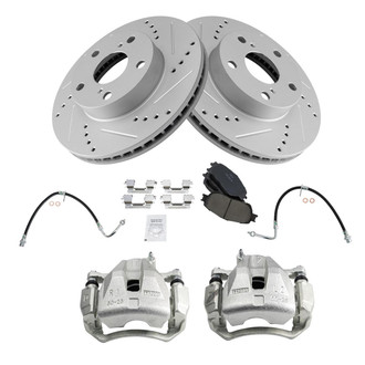 TRQ® - Performance Ceramic Front Brake Kit with Calipers and Hoses
